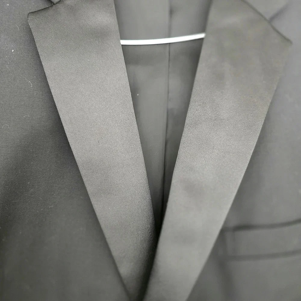Jos A Bank Travelers Collection 100% Wool Black Men's Blazer Suit Jacket 46 Sh